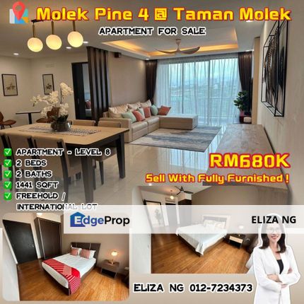 Taman Molek Pine 4 AA Stock Fully Renovated and Furnished Move in Condition Apartment for Sale, Johor, Johor Bahru