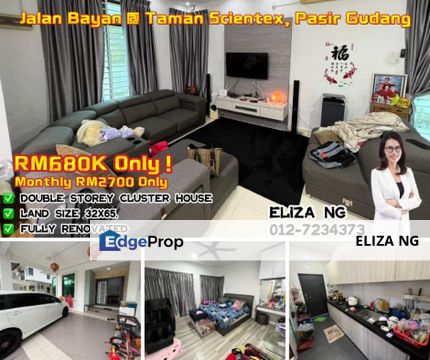 Pasir Gudang Taman Scientex Jalan Bayan Fully Renovated Double Storey Cluster for Sale, Johor, Pasir Gudang