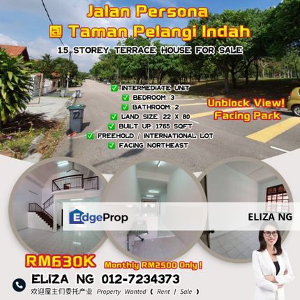 Ulu Tiram Pelangi Indah Jalan Pesona Unblock View 1.5 Storey for Sale, Johor, Ulu Tiram