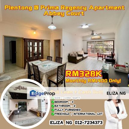Plentong Prima Regency Full loan cash out Fully furnished Apartment for Sale, Johor, Masai