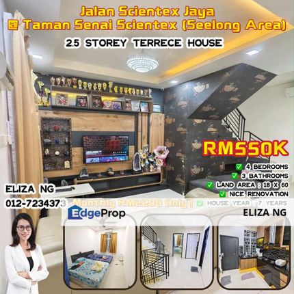 Taman Senai Scientex Jaya Fully Renovated 2.5 Storey for Sale, Johor, Senai