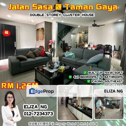 Ulu Tiram Taman Gaya Jalan Sasa Renovated Double Storey Cluster house for Sale , Johor, Ulu Tiram