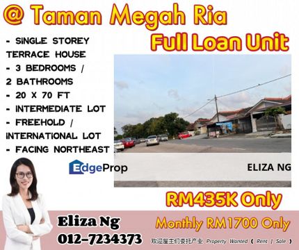 Masai Megah Ria Full loan Single Storey For Sale , Johor, Masai