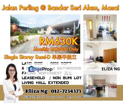 Seri Alam Jalan Perling Kampung Style Single storey Semi D for Sale, Johor, Johor Bahru