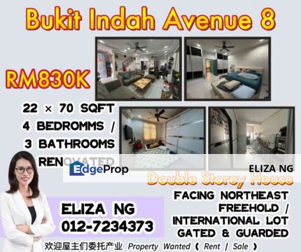 Bukit Indah Avenue 8 Facing NorthEast Renovated Double Storey for Sale, Johor, Johor Bahru