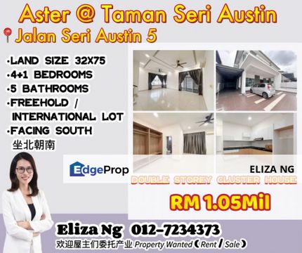 Taman Seri Austin Aster Jalan Seri Austin 5 Facing South Double Storey Cluster For Sale, Johor, Johor Bahru