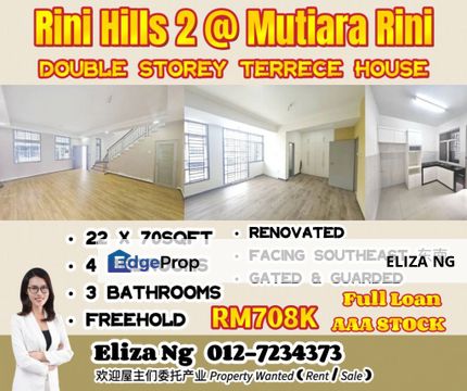 Skudai Mutiara Rini Hills 2 Jalan Jasa 31 Full loan Double Storey for Sale, Johor, Skudai