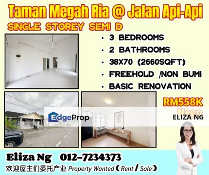 Masai Megah Ria Jalan Api Api Big land Single Storey Semi D for Sale, Johor, Masai