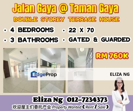 Taman Gaya Jalan Gaya Fully extended Double Storey for Sale, Johor, Ulu Tiram