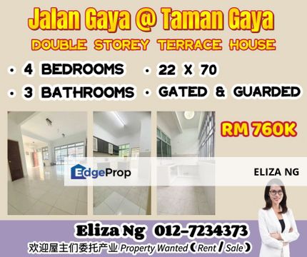 Taman Gaya Jalan Gaya Fully extended Double Storey for Sale, Johor, Ulu Tiram