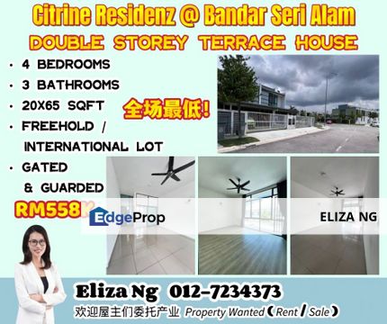 Seri Alam Citrine Residences Full loan facing South original unit Double Storey for Sale, Johor, Masai