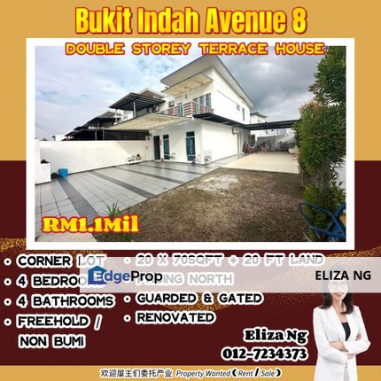 Bukit Indah 8 Avenue Renovated Facing North Double Storey Corner for Sale, Johor, Johor Bahru