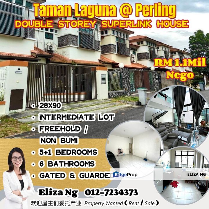 Taman Perling Laguna near CIQ big size original Double Storey Superlink