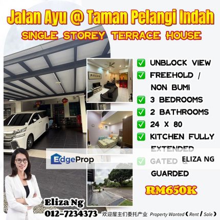 Ulu Tiram Pelangi Indah Jalan Ayu Unblock view Renovated Single Storey for Sale, Johor, Ulu Tiram