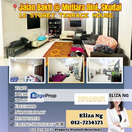 Skudai Mutiara Rini Jalan Bakti renovated 1.5 Storey for Sale, Johor, Skudai