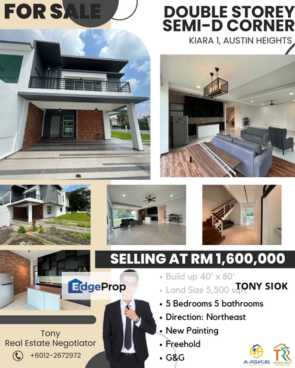 Double Storey Semi-D Corner at Kiara 1 @ Austin Heights for SALES, Johor, Johor Bahru