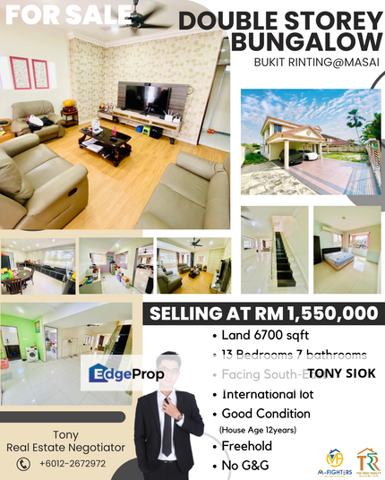 Double Storey Bungalow House Age 12 Years Old at Masai for SALE, Johor, Masai