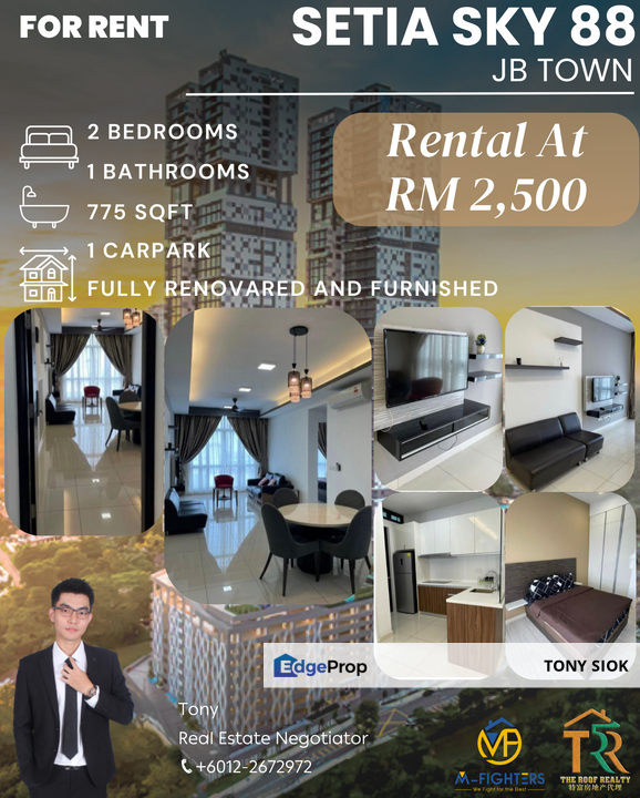 Sky Setia 2Bedrooms Fully Furnished and Renovated unit at CIQ JB Town