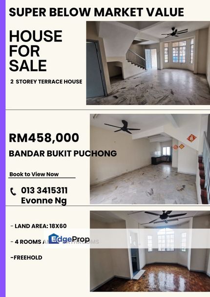 Super Below Market Valu,Double Storey Terrace House, Bandar Bukit Puchong, Selangor, Puchong