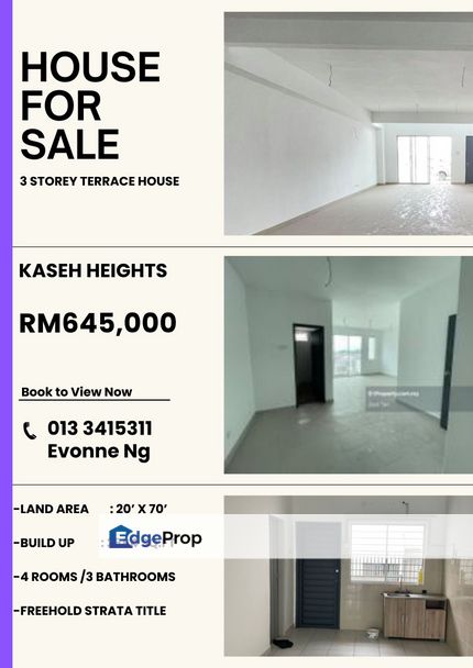 Below Market, Three Storey Terrace House, Kaseh Heights, Semenyih, Selangor, Semenyih