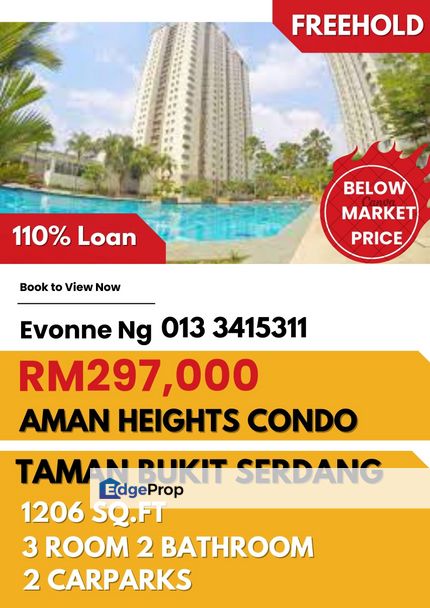 SUPER Below Market Value, Aman Heights Condo, Taman Bukit Serdang,, Selangor, Seri Kembangan