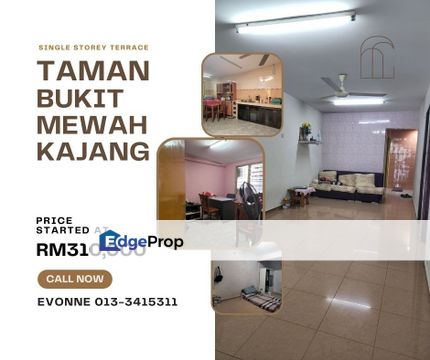 BELOW MARKET PRICE, Low Cost, Fully Extended, 1 Storey Terrace House, Taman Bukit Mewah, Kajang, Selangor, Kajang
