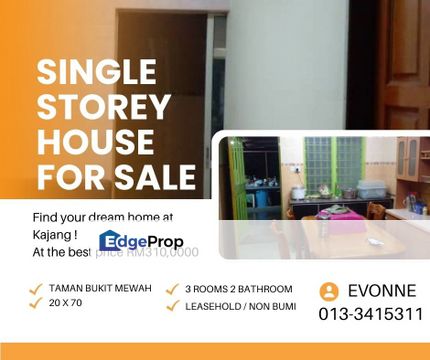 Single Storey Terrace House For Sale, Taman Bukit Mewah Kajang, Selangor, Kajang