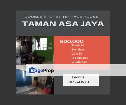 Freehold， Double Storey Terrace House， Taman Asa Jaya， Kajang, Selangor, Kajang