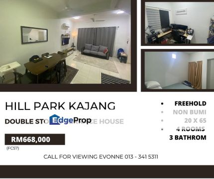 Double Storey Terrace House End Lot, 20x 65, 2 Storey, Hill Park 3, Kajang, Selangor, Kajang