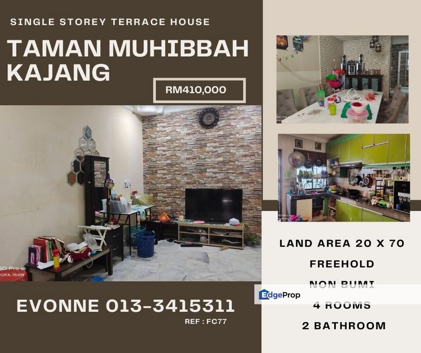Single Storey Terrace House For Sale , Taman Muhibbah Kajang, , Selangor, Kajang