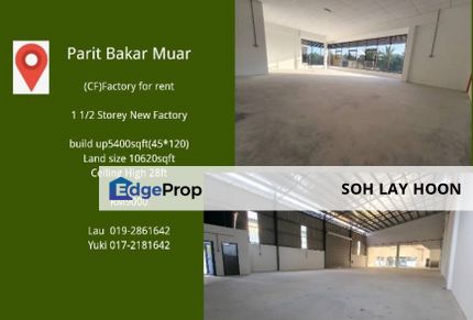 Parit Bakar Muar  Semi-D Factory For Rent, Johor, Muar