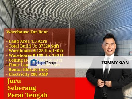 Juru Warehouse For Rent Near Penang Science Park 37320sqft Floor Load 2 ton Easy To Access , Penang, Simpang Ampat