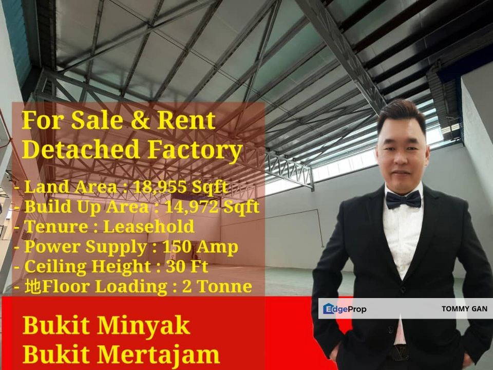 槟城 14,972 Sqft 独立式 1.5 层工厂出租 Perindustrian Bukit Minyak 工业区, Penang, Bukit Minyak