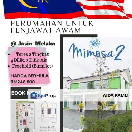 Rumah Teres 2 Tingkat  4 Bilik dari RM248k di Jasin Melaka, Melaka, Jasin