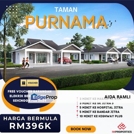 Semi D Satu Tingkat di Taman Purnama Jitra Kedah, Kedah, Jitra