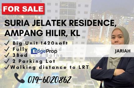 Suria Jelatek Residence Ampang Hilir KL Fully Furnished Spacious with 2 Parking Lot For Sale, Kuala Lumpur, Ampang