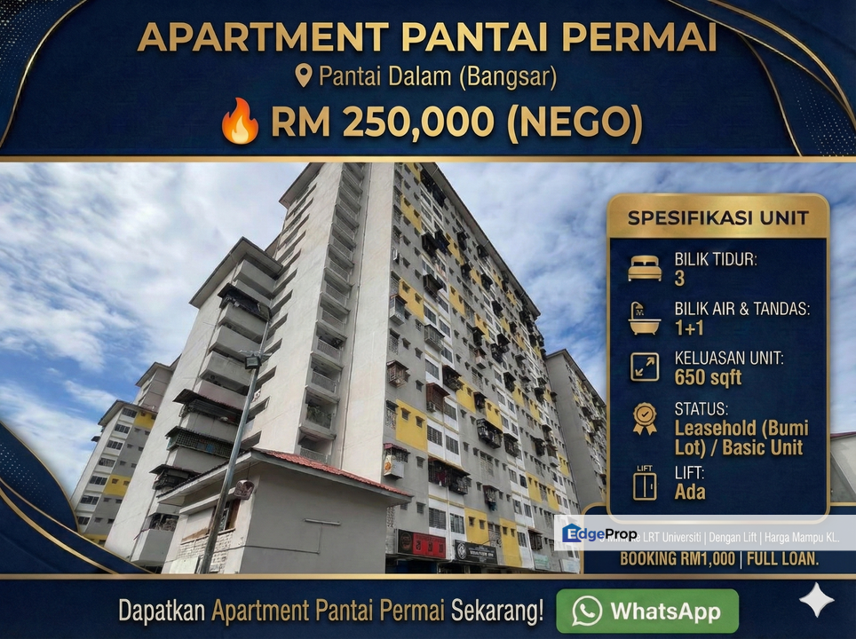 5 MINIT KE LRT UNIVERSITY | PERUMAHAN PANTAI PERMAI (BANGSAR), Kuala Lumpur, Bangsar