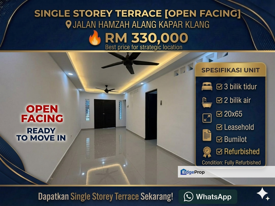 For Sale - Single Storey Terrace Jalan Hamzah Alang Kapar., Selangor, Kapar 