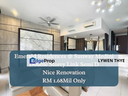 Emerald Residence @ Sunway Iskandar, Iskandar Puteri (Nusajaya), Johor | Double Storey 4+1R5B Fully Furnished & Renovated Link Semi-D , Johor, Nusajaya