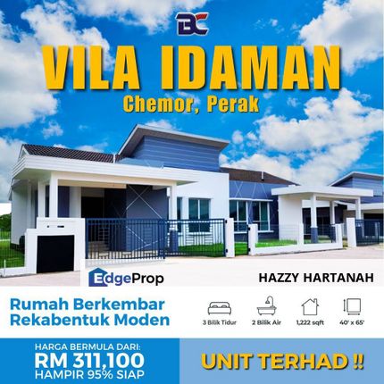 Rumah Semi D, Baru siap 100% loan, 0 deposit. Chemor, Perak, Perak, Kinta