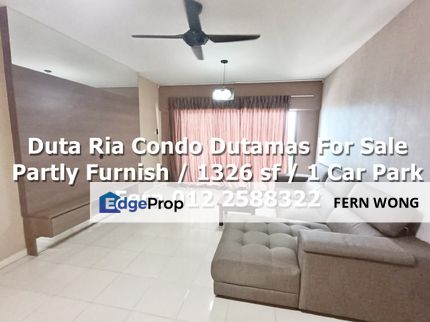 Partly Furnish / 1326 sf / Duta Ria Condo Dutamas Segambut For Sale , Kuala Lumpur, Dutamas