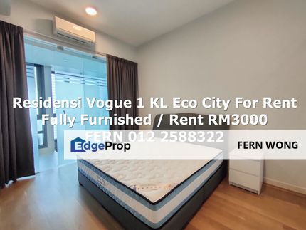 Fully Furnished Residensi Vogue 1 KL Eco City For Rent , Kuala Lumpur, Bangsar