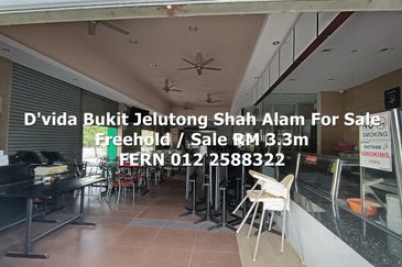 Freehold Ground Floor Corner Shop D'vida Bukit Jelutong Shah Alam For Sale 