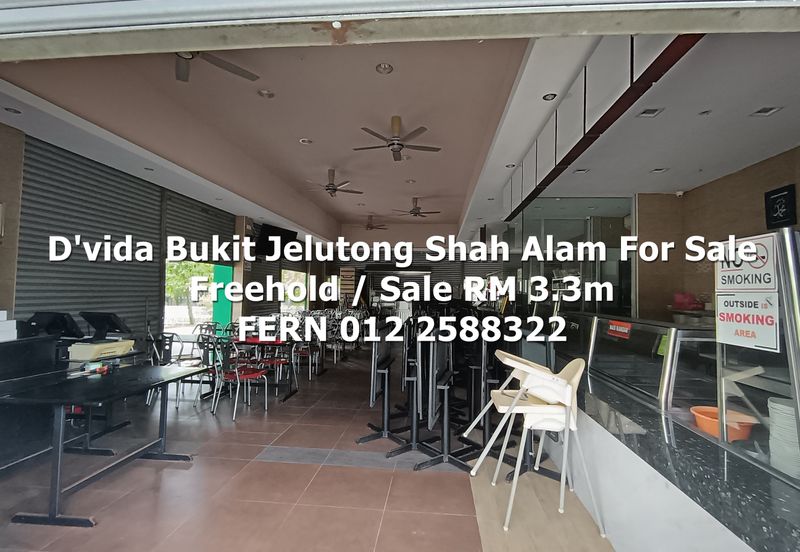 Freehold Ground Floor Corner Shop D'vida Bukit Jelutong Shah Alam For Sale 
