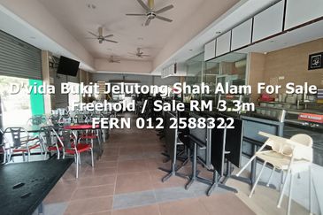 Freehold Ground Floor Corner Shop D'vida Bukit Jelutong Shah Alam For Sale 