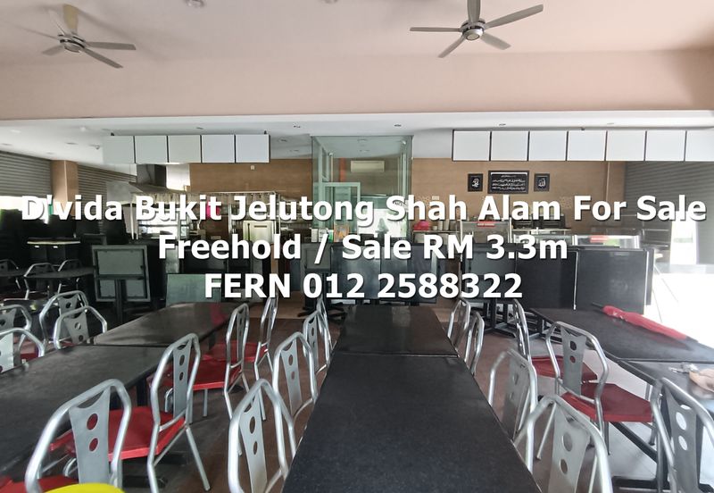 Freehold Ground Floor Corner Shop D'vida Bukit Jelutong Shah Alam For Sale 