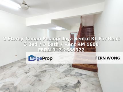 2 Storey House Taman Pelangi Jaya Sentul Kuala Lumpur For Rent , Kuala Lumpur, Sentul