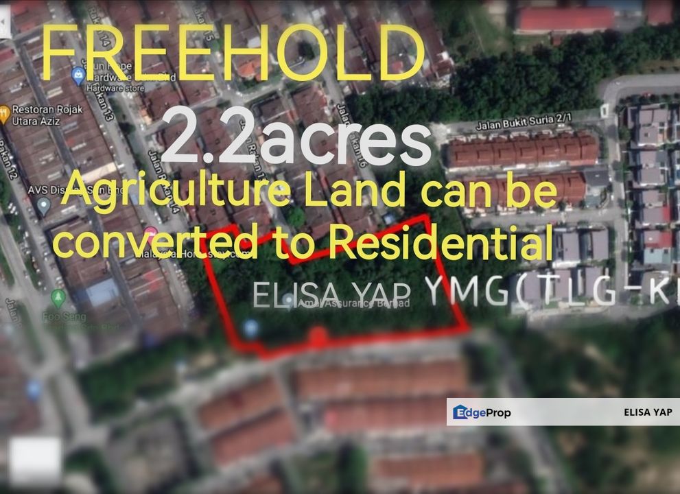 Freehold 2.2 Acres Agriculture Land Taman Suria 2 Kajang  FOR SALE Bandar Sungai Long, Selangor, Cheras