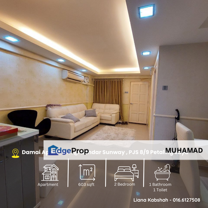 Rumah Untuk DI Jual Damai Apartment @ Bandar Sunway , PJS 8/9 Petaling Jaya [Fully Renovated & Fully Furnished], Selangor, Bandar Sunway