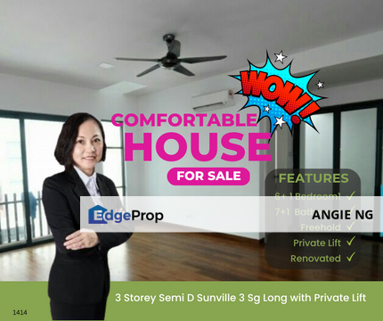 3 Storey Semi D Taman Sunville 3 @ Sg Long Kajang With Private Lift For Sale, Selangor, Kajang